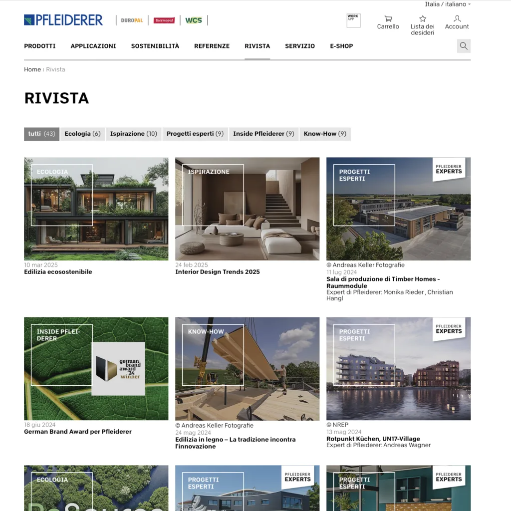 Content optimisation for Pfleiderer | MONDIS